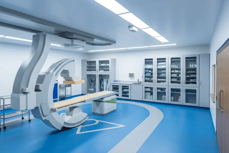 Render del angiógrafo en la sala de hemodinamia